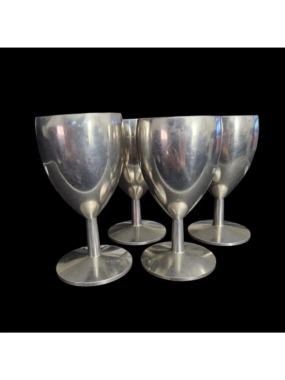 Set of 4 Metawa Holland Real Pewter Goblets Wine Cups Vintage Stemware
